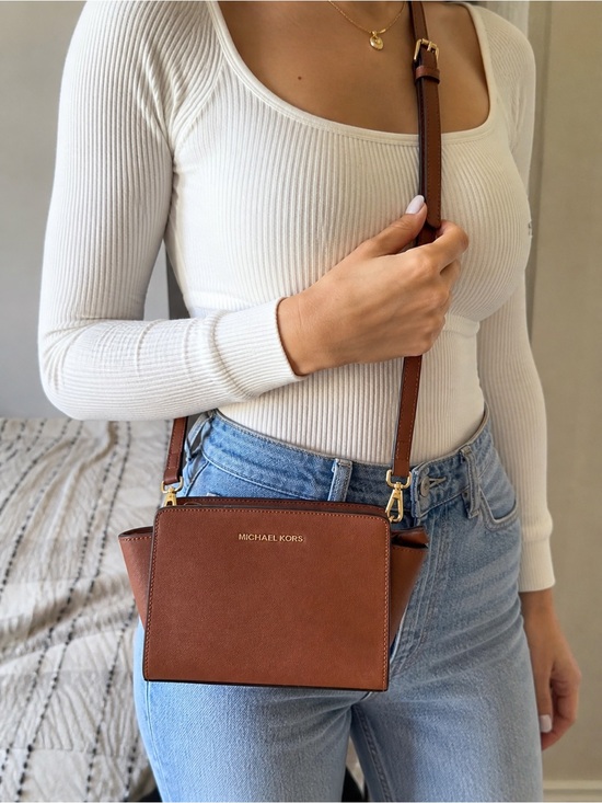 Michael Kors Handbags - Michael Kors Cognac Saffiano Leather Crossbody Bag